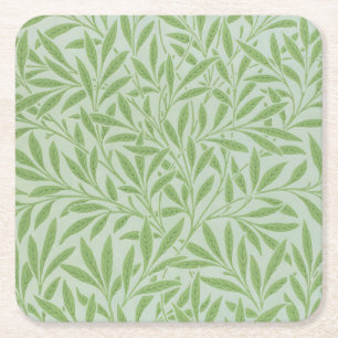 William Morris Willow Flower Classic Grön Underlägg Papper Kvadrat