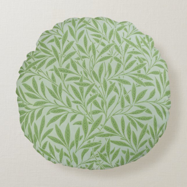 William Morris Willow Flower Classic Grönt Rund Kudde (Framsidan)