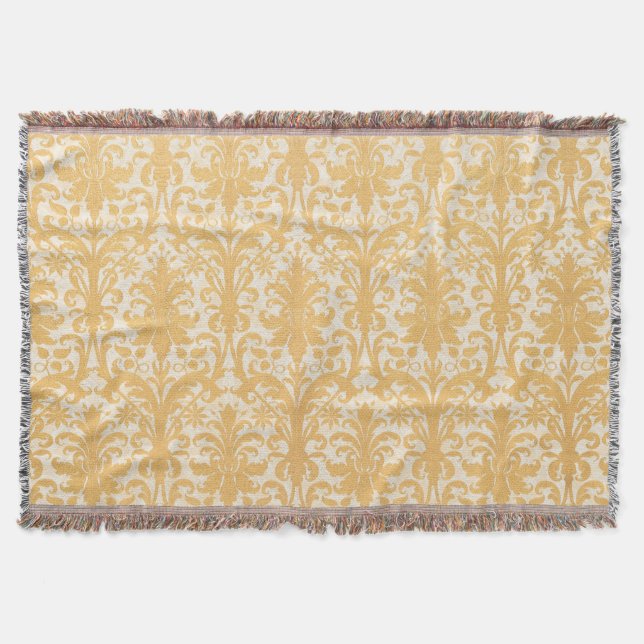 William Morris Willow & Gold Damast Lyx Filt (Framsidan)