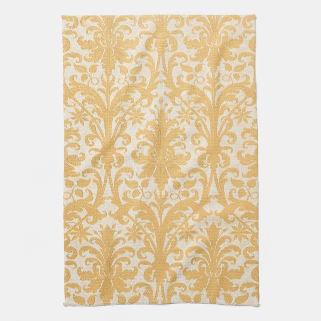 William Morris Willow & Gold Damast Lyx Kökshandduk (Vertikal)