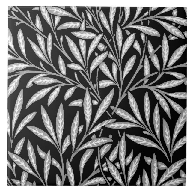 William Morris Willow Mönster, Black and White Kakelplatta (Framsidan)