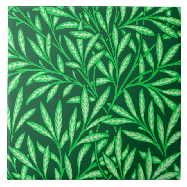 William Morris Willow Mönster, Emerald Grönt Kakelplatta (Framsidan)
