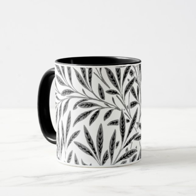 William Morris Willow Mönster, Grått, Black & Whit Mugg (Framsida vänster)