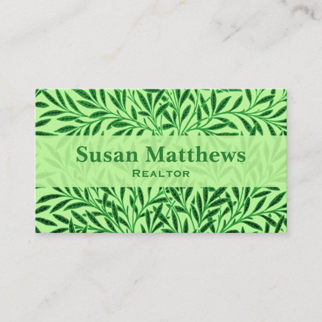 William Morris Willow Mönster, Light Jade Grönt Visitkort (Framsida)