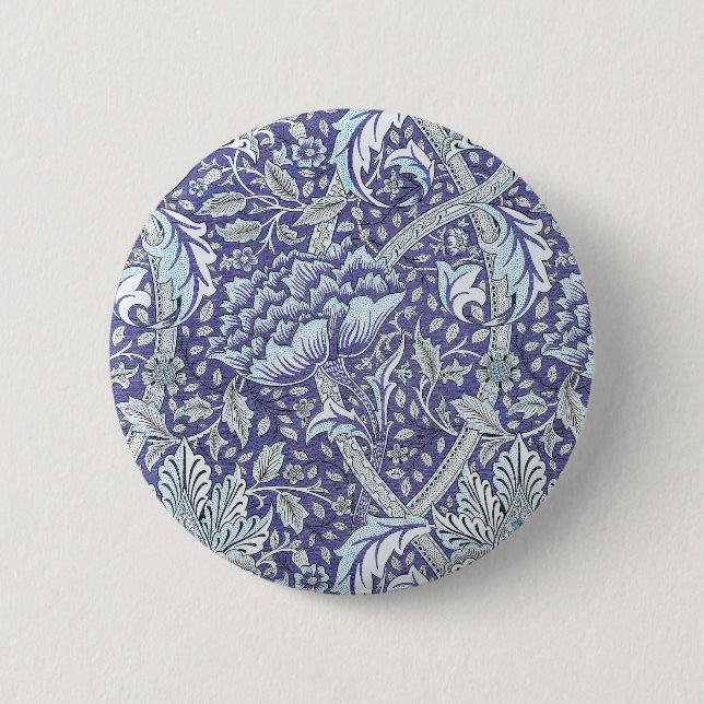 William Morris Windrush Blått Mönster Blommig Knapp (Framsida)