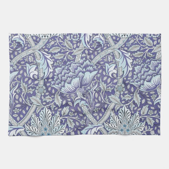 William Morris Windrush Blått Mönster Blommig Kökshandduk (Horisontell)