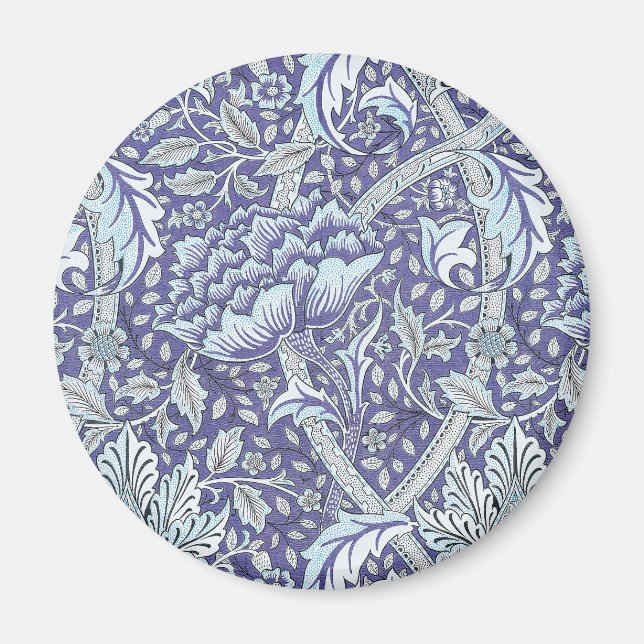 William Morris Windrush Blått Mönster Blommig Magnet (Framsidan)