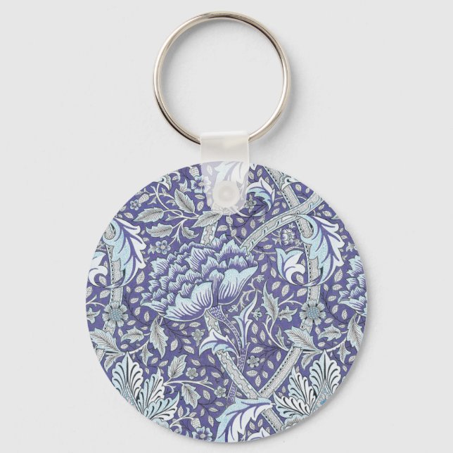 William Morris Windrush Blått Mönster Blommig Nyckelring (Framsida)