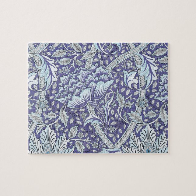 William Morris Windrush Blått Mönster Blommig Pussel (Horisontell)