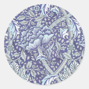 William Morris Windrush Blått Mönster Blommig Runt Klistermärke