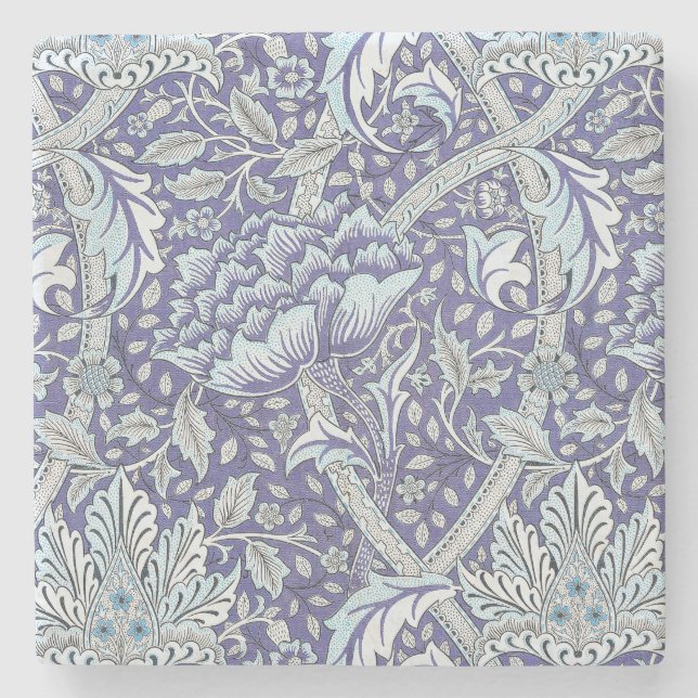 William Morris Windrush Blått Mönster Blommig Stenunderlägg (Framsidan)