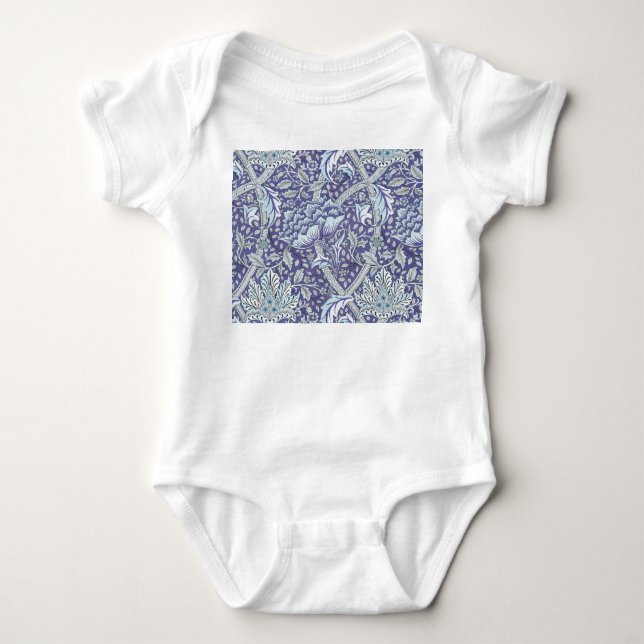 William Morris Windrush Blått Mönster Blommig T Shirt (Framsida)