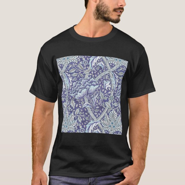 William Morris Windrush Blått Mönster Blommig T Shirt (Framsida)