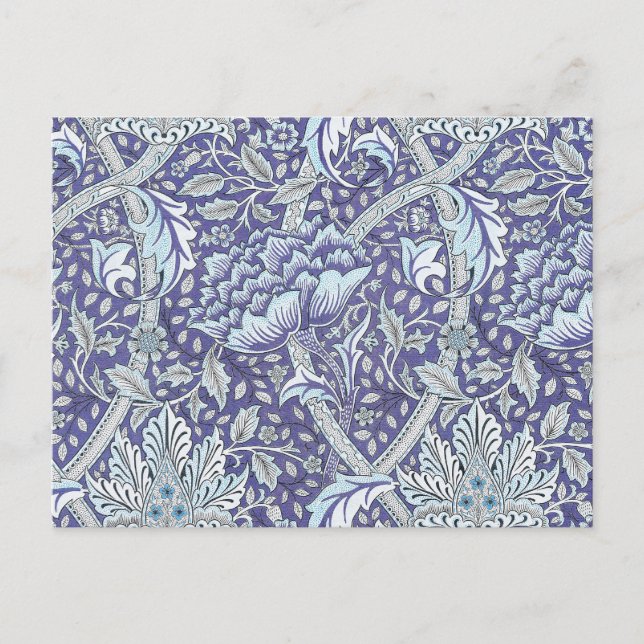 William Morris Windrush Blått Mönster Blommig Vykort (Framsida)