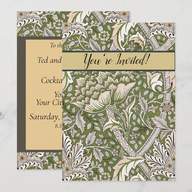 William Morris Windrush blommigt blommor Classic Inbjudningar (Fram/baksida)