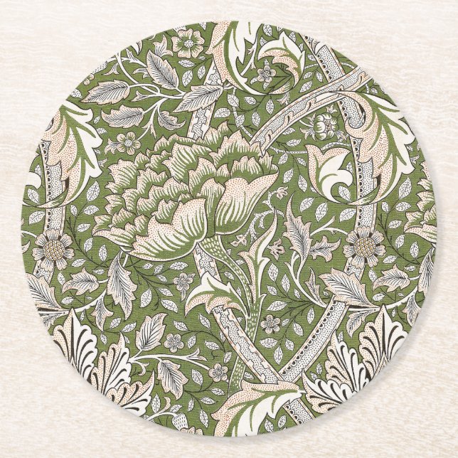 William Morris Windrush blommigt blommor Classic Underlägg Papper Rund (Framsidan)