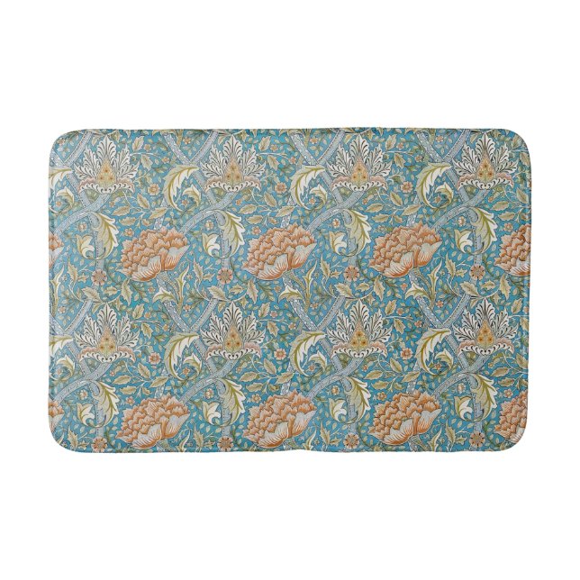 William Morris Windrush Blommönster Blå Badrumsmatta (Framsidan)