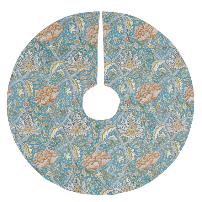 William Morris Windrush Blommönster Blå Julgransmatta Borstad Polyester (Framsidan)