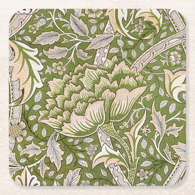 William Morris Windrush Blommönster Classic Underlägg Papper Kvadrat (Framsidan)