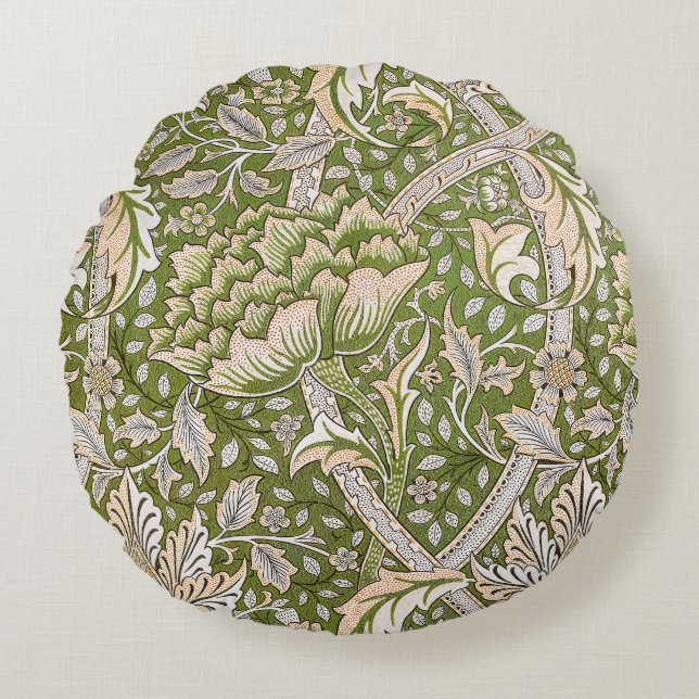 William Morris Windrush Blommönster Klassiker Rund Kudde (Framsidan)