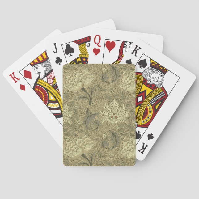 William Morris Windrush Blommönster: Vintage Casinokort (Baksidan)