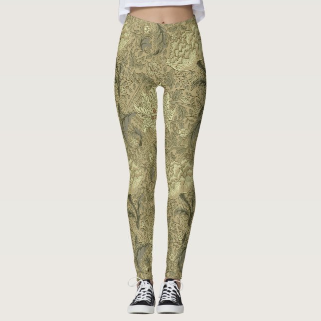 William Morris Windrush Blommönster: Vintage Leggings (Framsida)