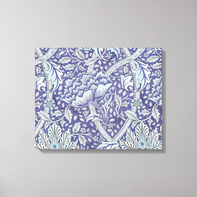William Morris Windrush Blue blommigt blommor Canvastryck (Framsida)