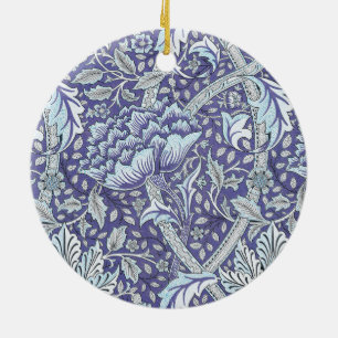 William Morris Windrush Blue blommigt blommor Julgransprydnad Keramik