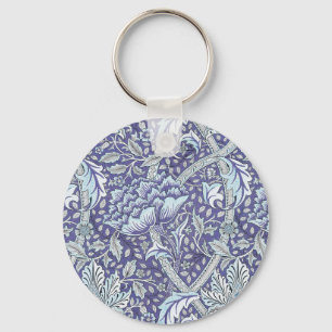 William Morris Windrush Blue blommigt blommor Nyckelring