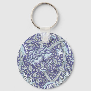William Morris Windrush Blue blommigt blommor Nyckelring