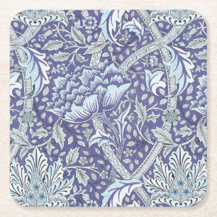 William Morris Windrush Blue blommigt blommor Underlägg Papper Kvadrat