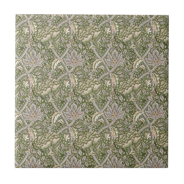 William * Morris Windrush Botantical Taupe Grönt | Kakelplatta (Framsidan)