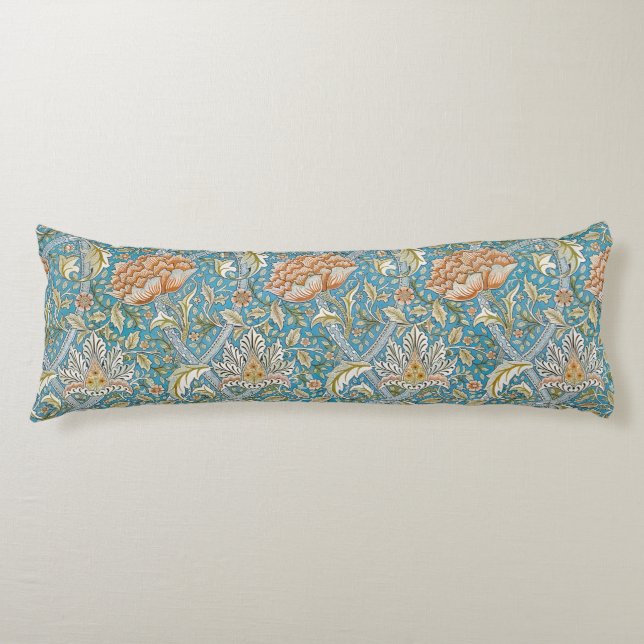 William Morris Windrush Floral Pattern Blue Kroppskudde (Framsidan)