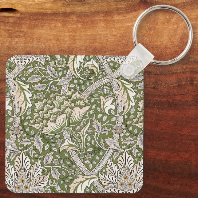 : William Morris Windrush Grönt Mönster: Vintage Nyckelring (Baksida)