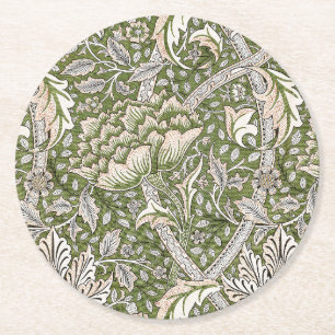 : William Morris Windrush Grönt Mönster: Vintage Underlägg Papper Rund