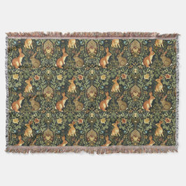 William Morris Woodland Blommigt Rabbits jul Filt