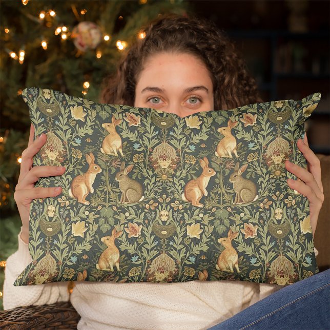 William Morris Woodland Blommigt Rabbits jul Lumbarkudde (Skapare uppladdad)