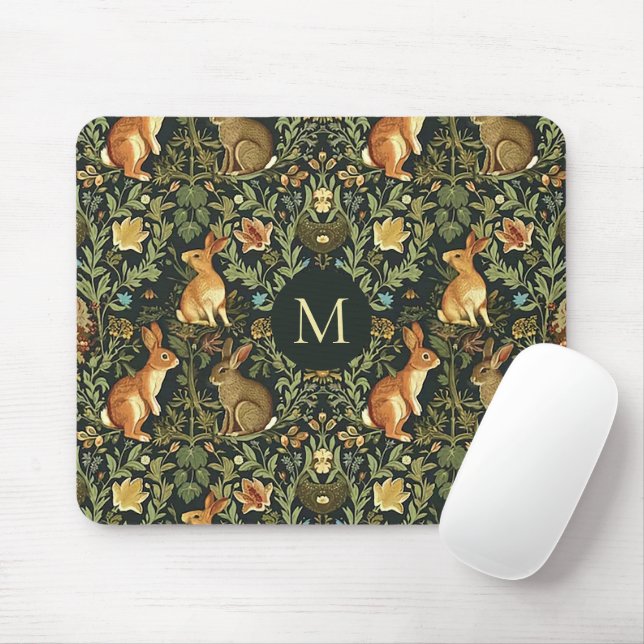 William Morris Woodland Blommigt Rabbits jul Musmatta (Med mus)