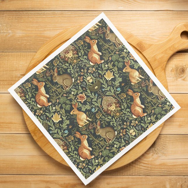 William Morris Woodland Blommigt Rabbits jul Pappersservett (Skapare uppladdad)