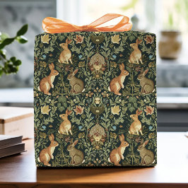 William Morris Woodland Blommigt Rabbits jul Presentpapper