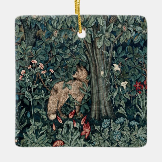 William Morris Woodland Tapestry Fox Julgransprydnad Keramik (Framsida)
