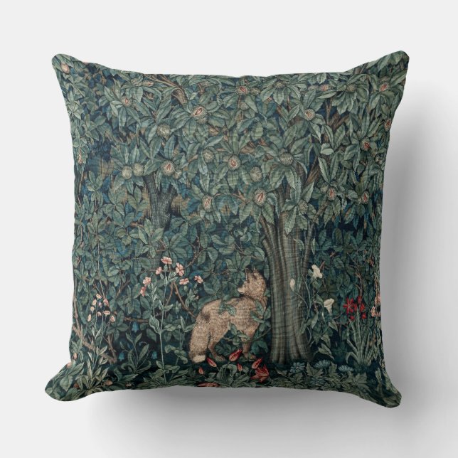 William Morris Woodland Tapestry Fox Kudde (Framsida)