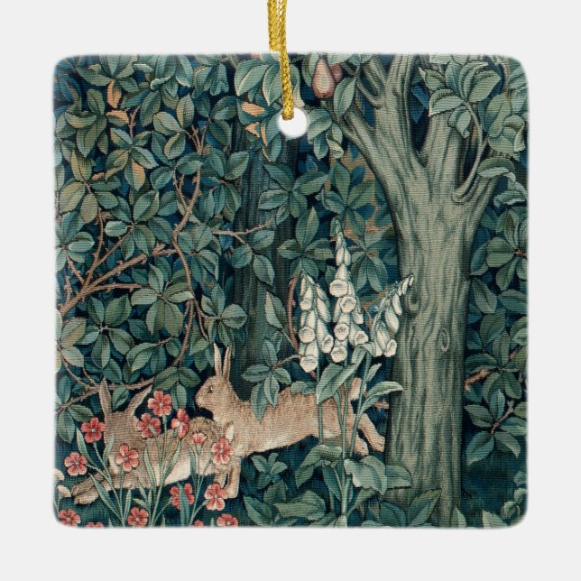William Morris Woodland Tapestry Rabbits Julgransprydnad Keramik (Framsida)