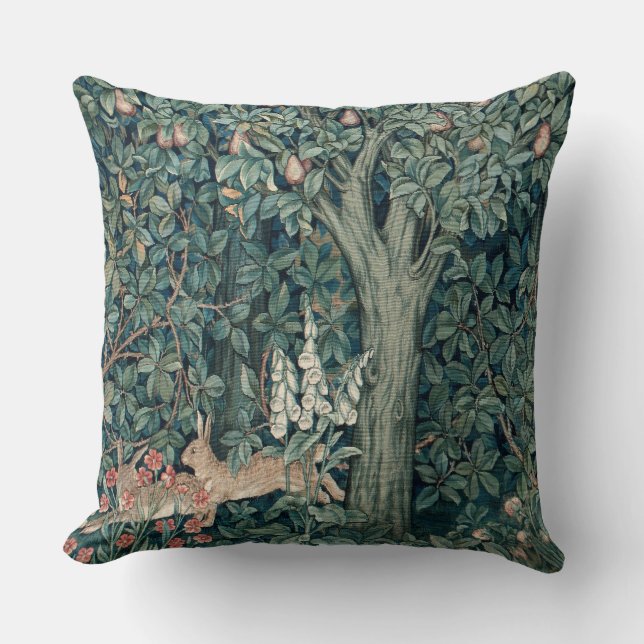 William Morris Woodland Tapestry Rabbits Kudde (Framsida)