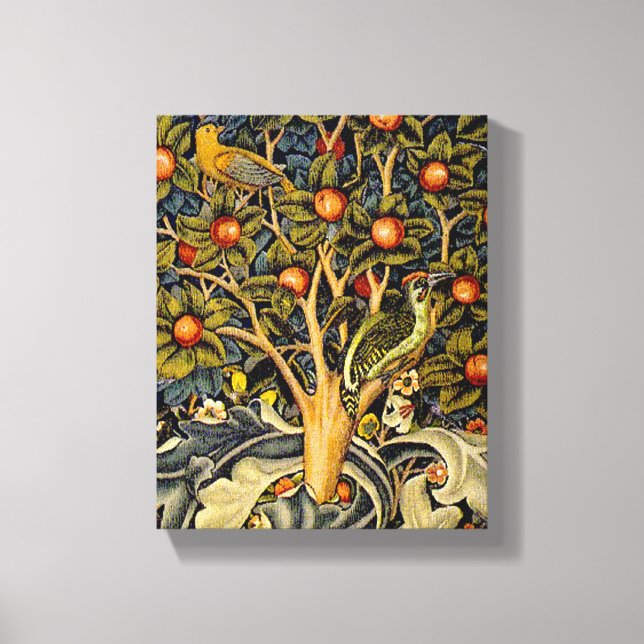 William Morris Woodpecker Tapestry Arts & Crafts Canvastryck (Framsida)