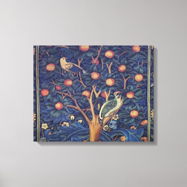 William Morris Woodpecker Tapestry Arts & Crafts Canvastryck (Framsida)