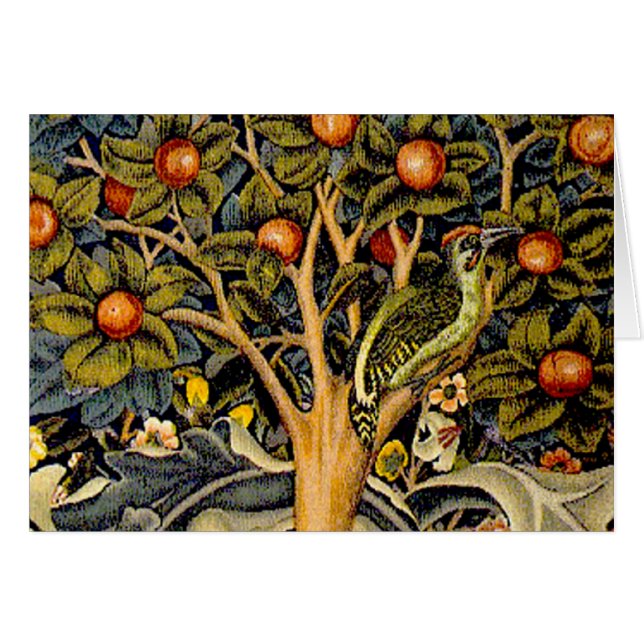 William Morris Woodpecker Tapestry Arts & Crafts Hälsningskort (Framsidan Horizontal)