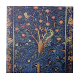 William Morris Woodpecker Tapestry Arts & Crafts Kakelplatta