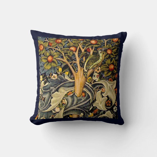 William Morris Woodpecker Tapestry Arts & Crafts Kudde (Framsida)