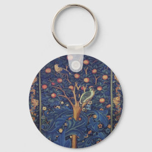 William Morris Woodpecker Tapestry Arts & Crafts Nyckelring